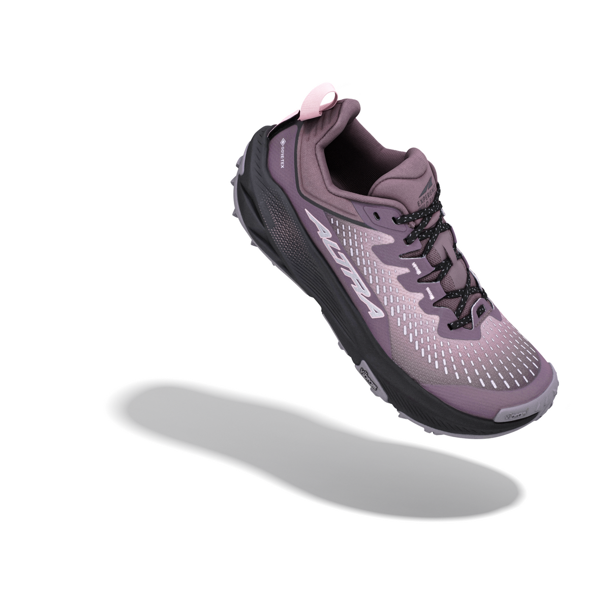 Altra Experience Wild 3+ GTX Damen in Lila – schwebende Schrägansicht