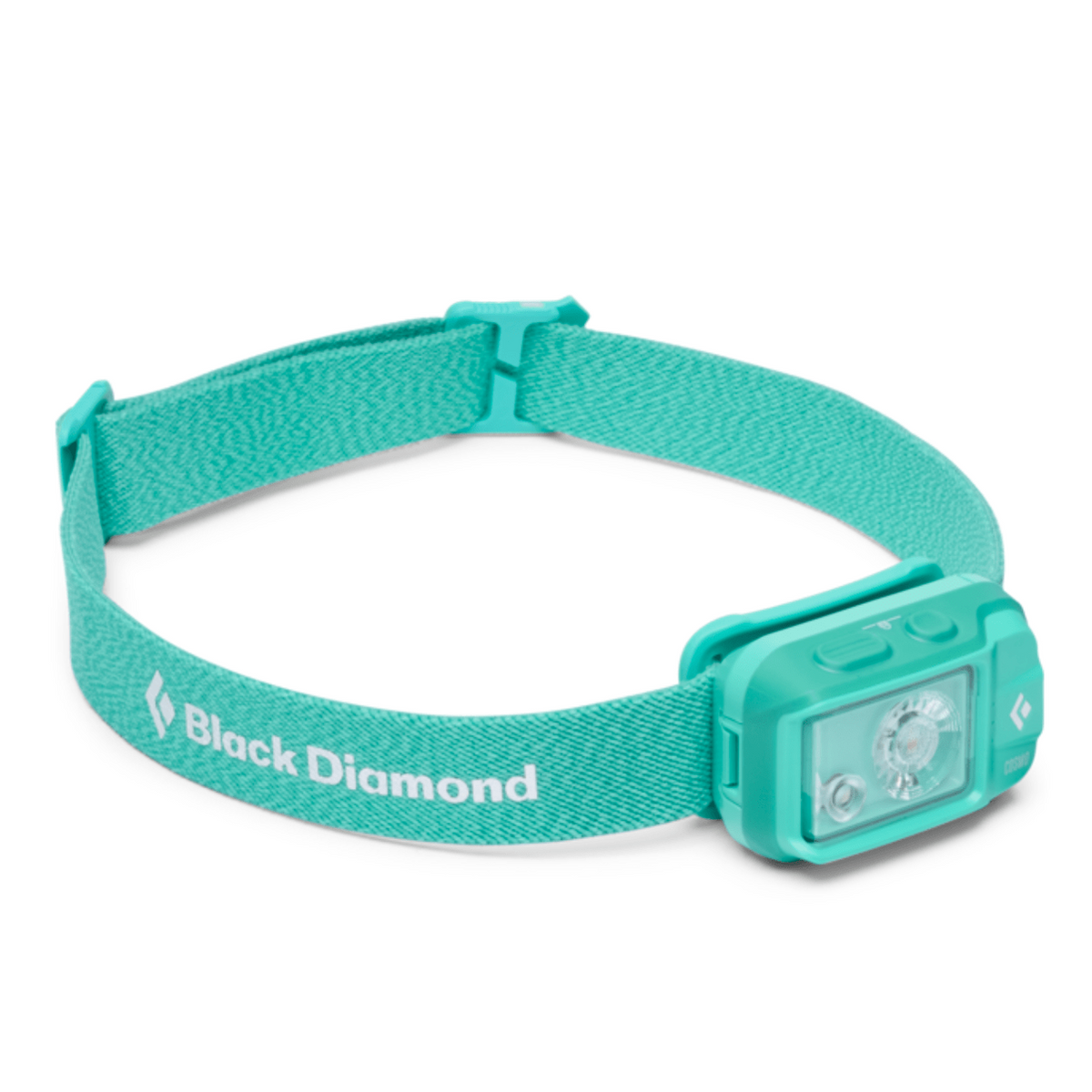 Black Diamond Cosmo 350 in Mintgrün – Lampe mit Stirnband, schräg von vorne