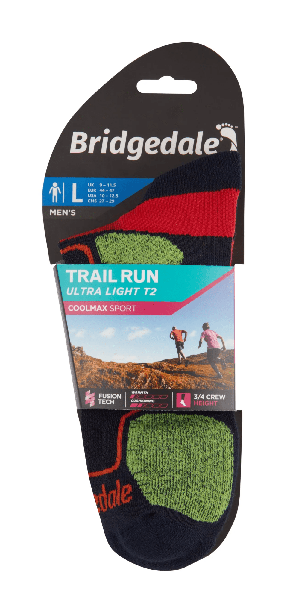Bridgedale | T2 Coolmax Sport | Ultralight | 3/4 Crew | Trailsokken | Heren | Trail.nl