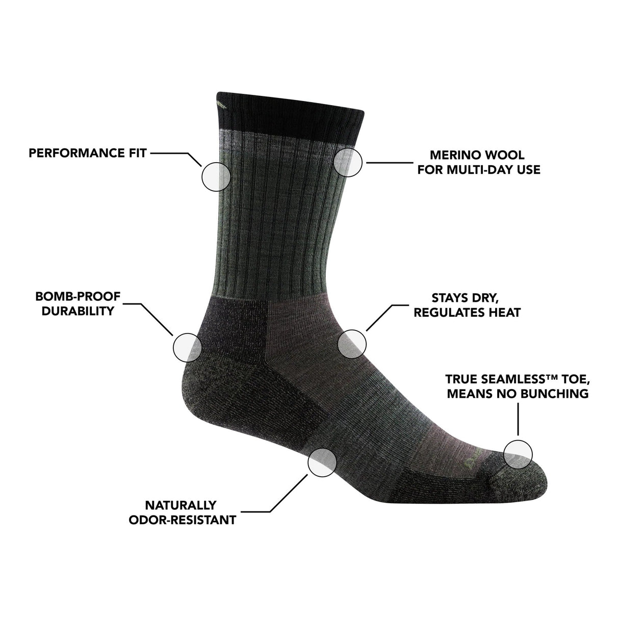 Darn Tough | 1924 Heady Stripe | Micro Crew | Lightweight | Cushion | Heren | Wandelsokken | Trail.nl