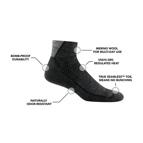 Darn Tough | 1959 Hiker | 1/4 Sock | Midweight | Cushion | Heren | Wandelsokken (SALE) | Trail.nl
