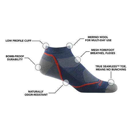 Darn Tough | 1990 Light Hiker | No Show | Lightweight | Cushion | Heren | Wandelsokken | Trail.nl