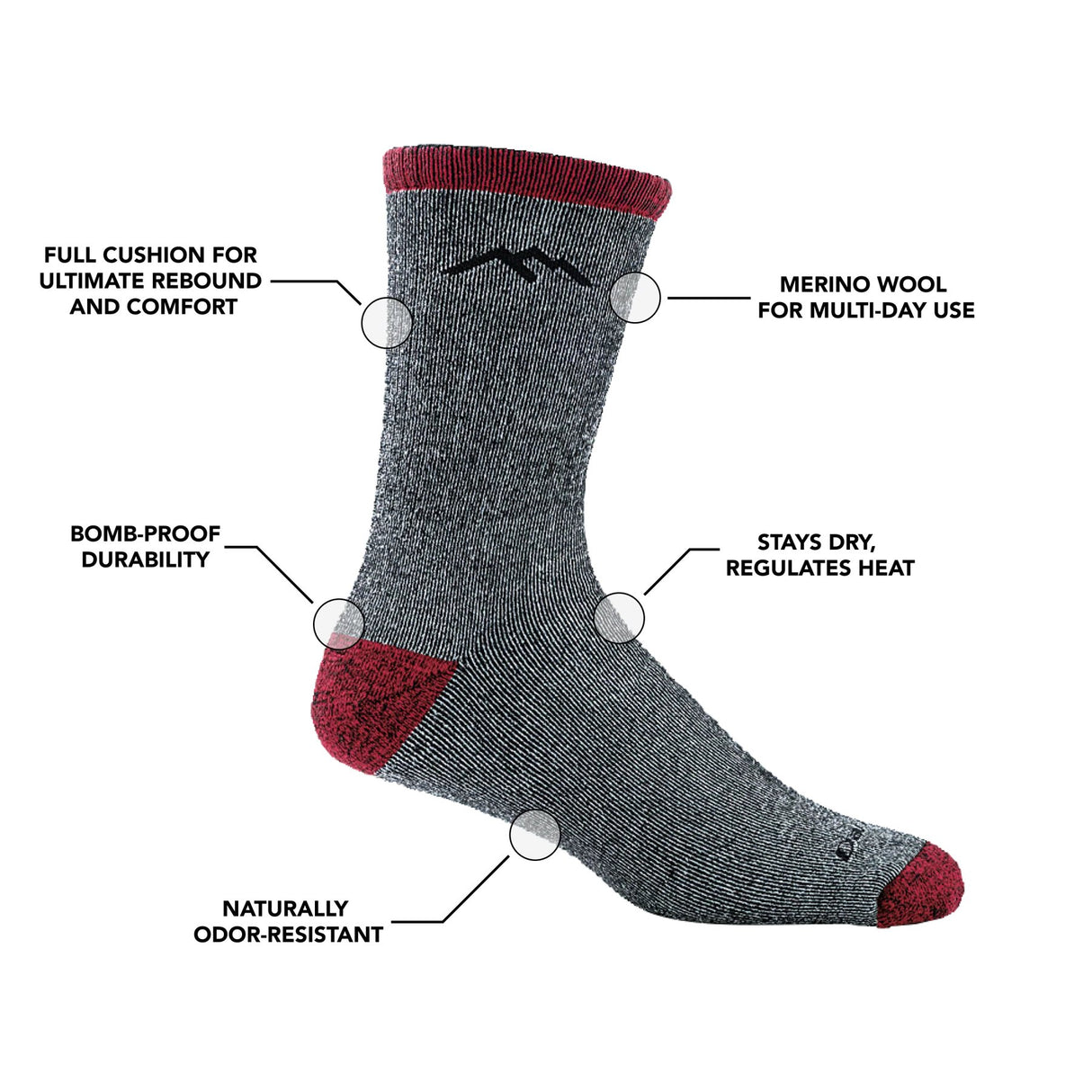 Darn Tough | 1953 Mountaineering | Micro Crew | Heavyweight | Full Cushion | Heren | Wandelsokken | Trail.nl