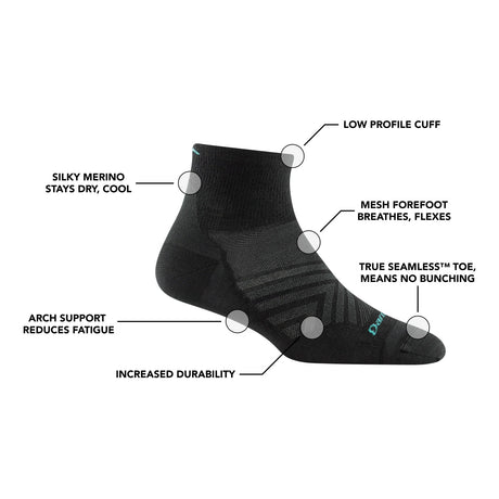 Darn Tough | 1048 Run | 1/4 Sock | Ultra-Lightweight | Cushion | Dames | Trailrunsokken (SALE) | Trail.nl