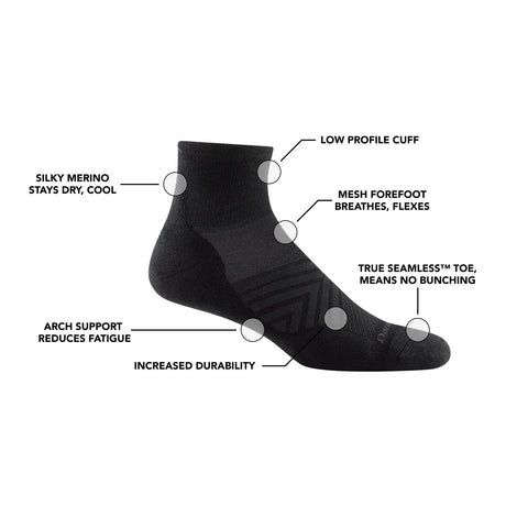 Darn Tough | 1034 Run | 1/4 Sock | Ultralight | Heren | Trailrunsokken | Trail.nl
