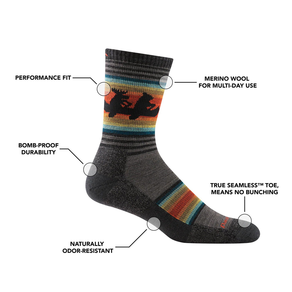 Darn Tough | 5003 Willoughby | Micro Crew | Lightweight | Cushion | Heren | Wandelsokken | Trail.nl