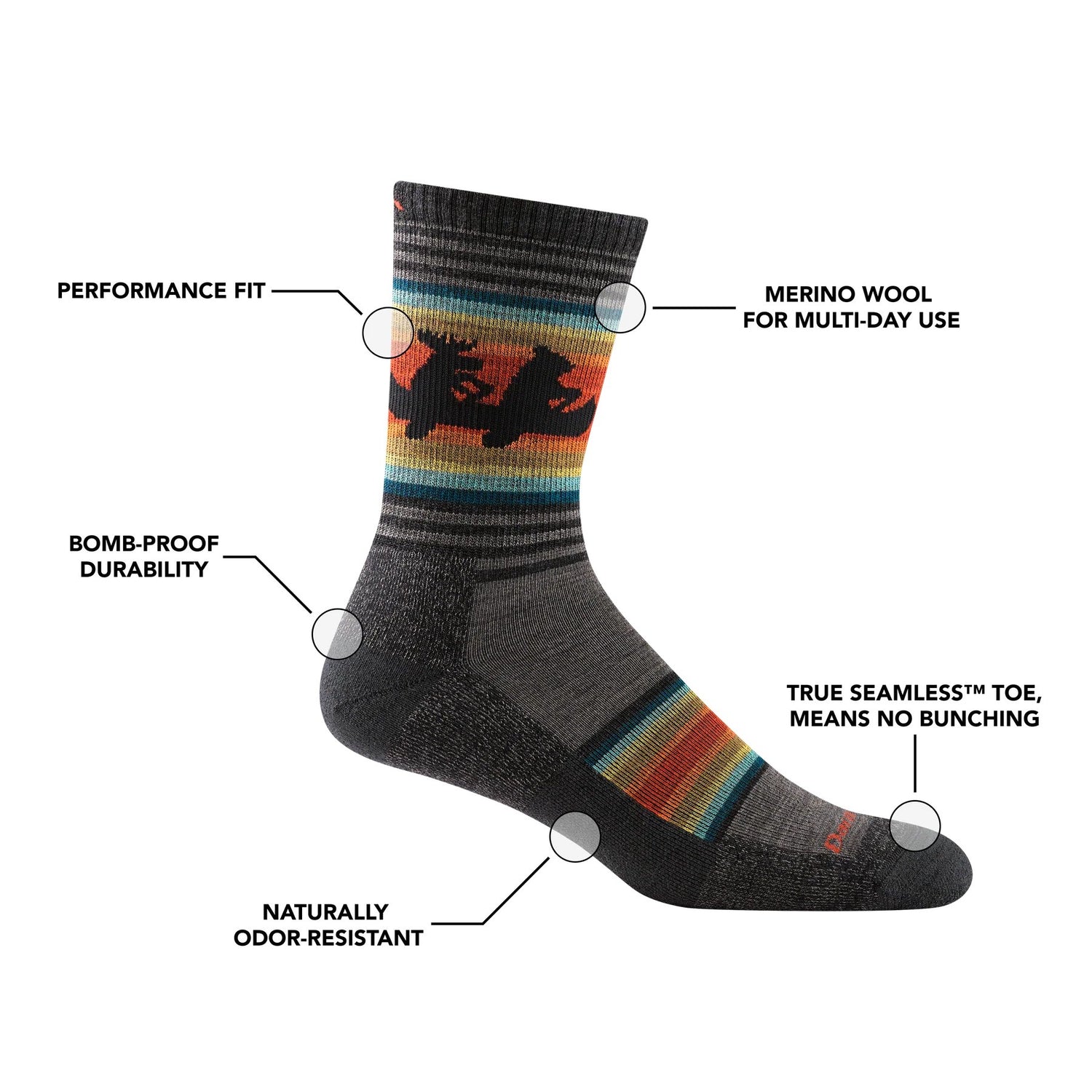 Darn Tough | 5003 Willoughby | Micro Crew | Lightweight | Cushion | Heren | Wandelsokken | Trail.nl
