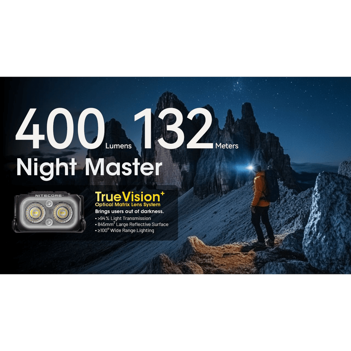 Nitecore | NU25 MCT | Hoofdlamp Oplaadbaar | 400 Lumen | Trail.nl