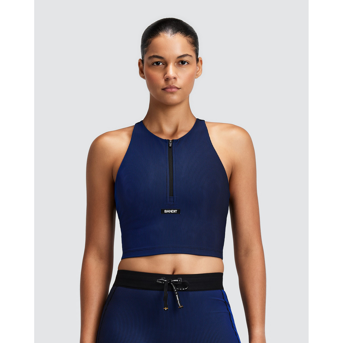 Bandit Striped Cadence Zip Front T-Back Race Crop Dames