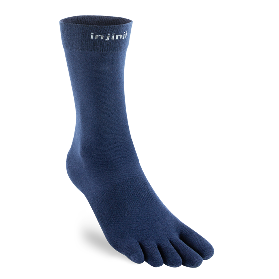 Injinji Everyday Crew Lightweight in donkerblauw – zijaanzicht van de teensok