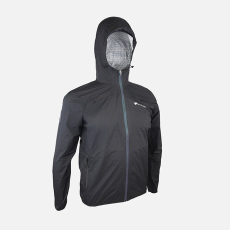 Raidlight Top Extreme Ultra MP+ Heren in zwart – vooraanzicht met capuchon
