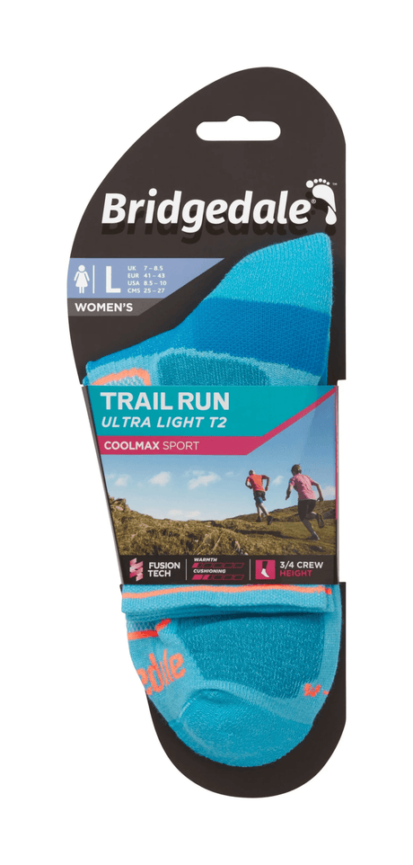 Bridgedale | T2 Coolmax Sport | Ultralight | 3/4 Crew | Trailsokken | Dames | Trail.nl