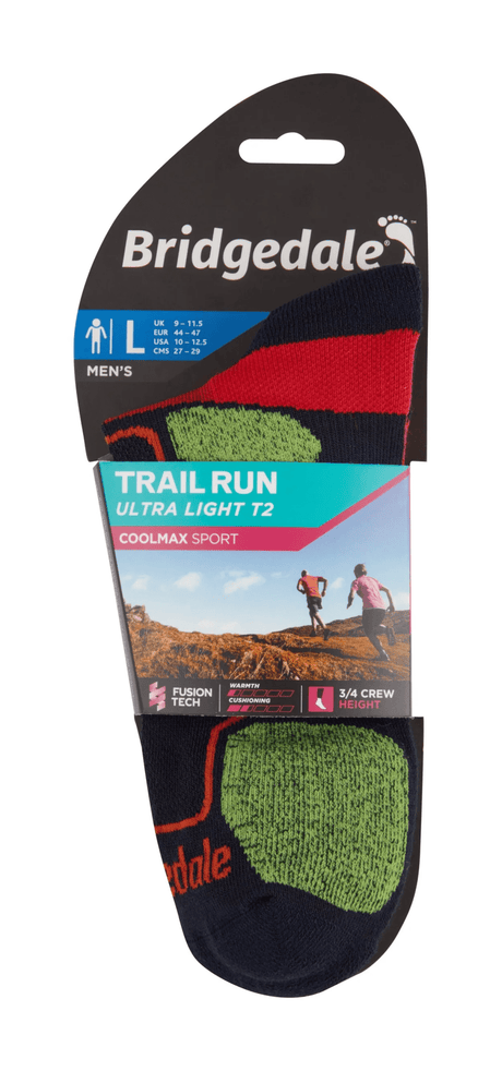 Bridgedale | T2 Coolmax Sport | Ultralight | 3/4 Crew | Trailsokken | Heren | Trail.nl