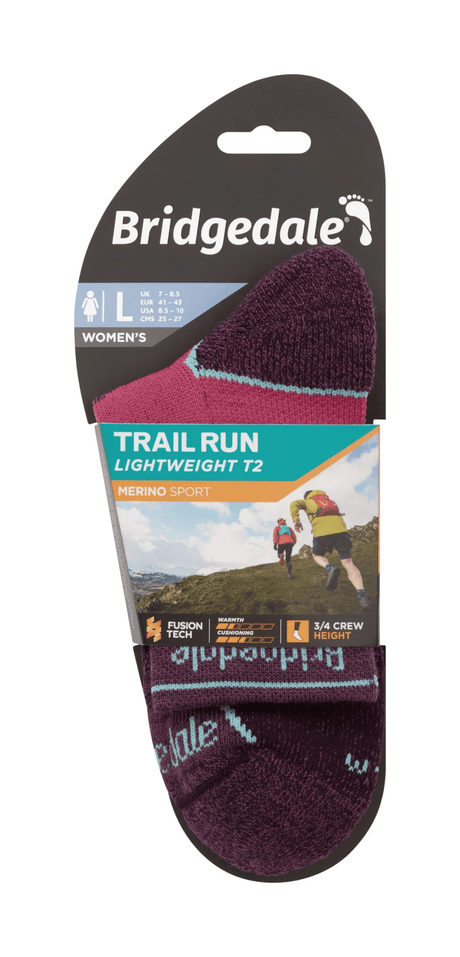 Bridgedale | T2 Merino Sport | Lightweight | 3/4 Crew | Trailsokken | Dames | Trail.nl