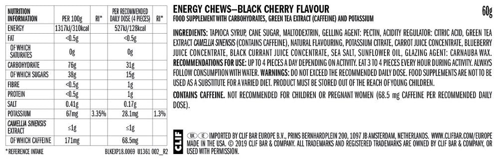 Clif Bar | Bloks | Energy Chews | 46 Gram Carbs | Trail.nl