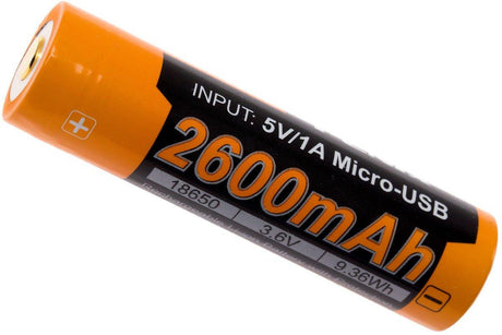 Fenix | ARB-L18-2600 | Accu 18650 | 2.6 Ah | USB-C Poort | Trail.nl