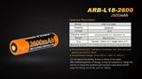 Fenix | ARB-L18-2600 | Micro-USB Accu 18650 | 2.6 Ah | Trail.nl