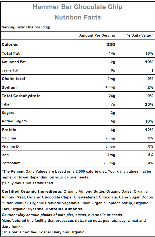 Hammer Nutrition | Raw Energy | Vegan Energybar | 27 Gram Carbs | Trail.nl