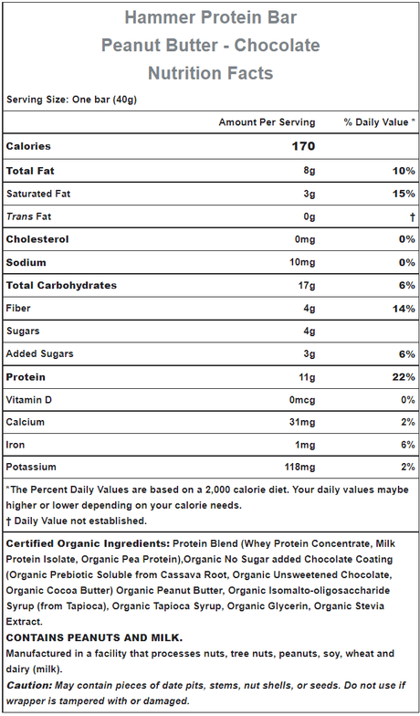 Hammer Nutrition | Whey Protein Bar | Proteine reep | 11 Gram Proteïne | Trail.nl