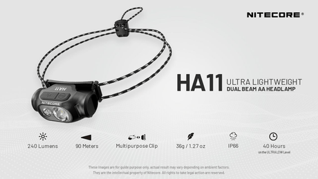 Nitecore | HA11 | Ultralight Hoofdlamp | 240 Lumen | Trail.nl