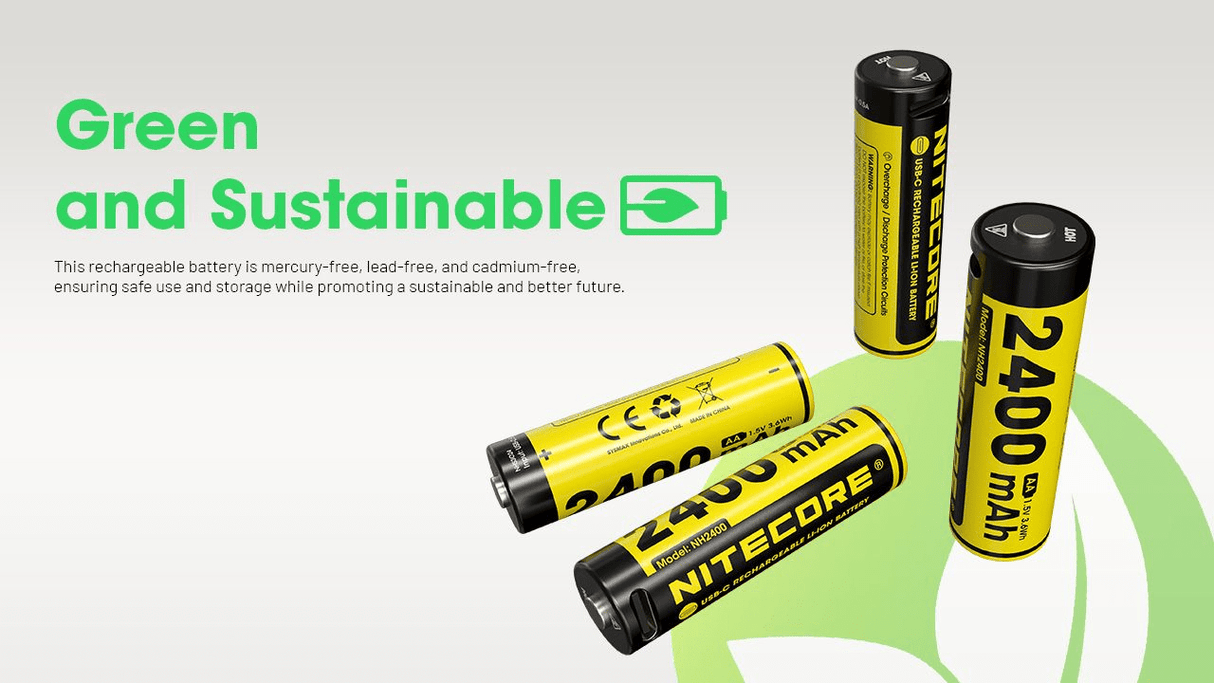 Nitecore | NH2400 Oplaadbare AA Batterijen | 4 Stuks USB - C - Trail.nl