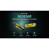 Nitecore | NL1836R | Accu 18650 | 3.6 Ah | USB - C Poort - Trail.nl