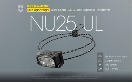 Nitecore | NU25 UL | Ultralight Hoofdlamp Oplaadbaar | 400 Lumen | Trail.nl