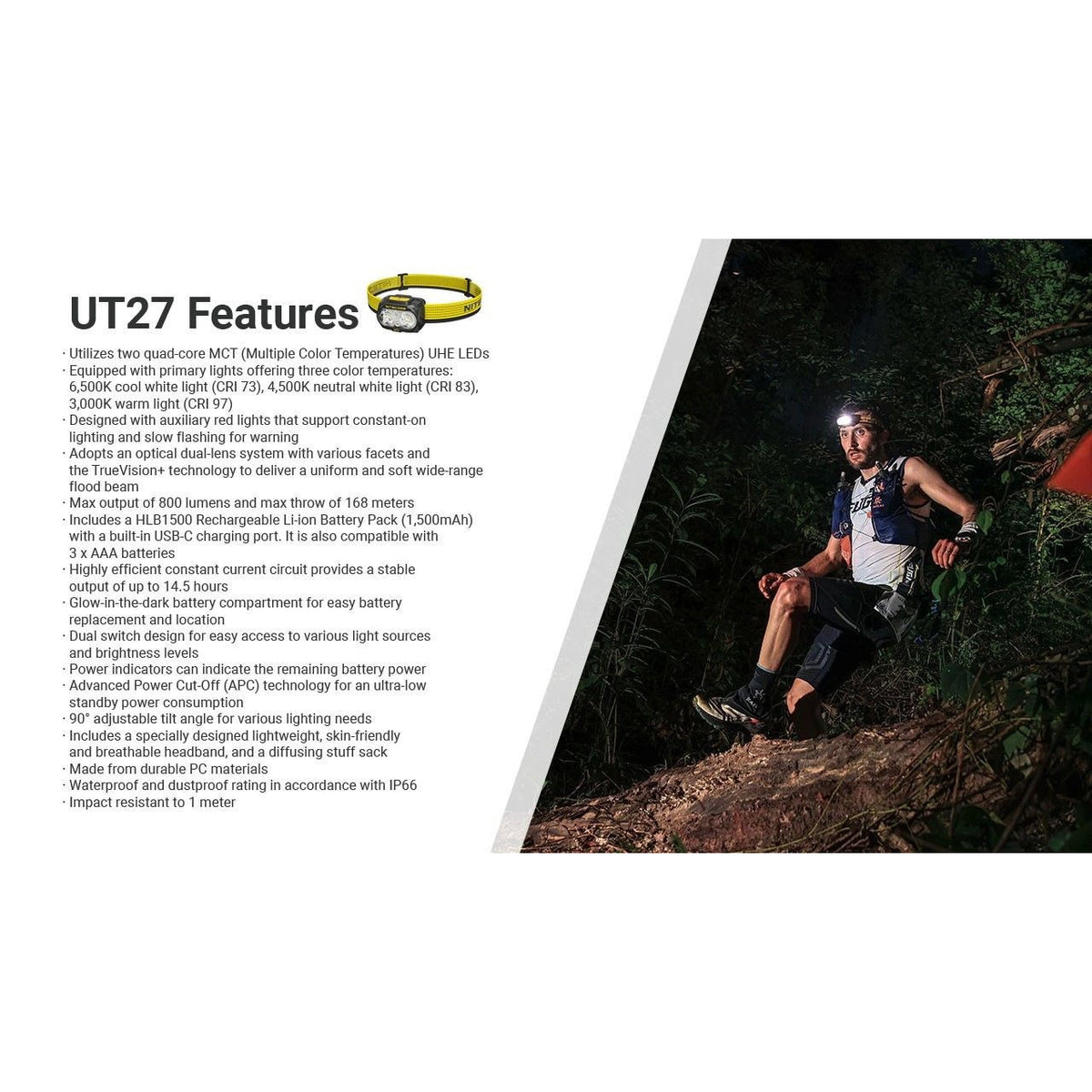 Nitecore | UT27 PRO | Hoofdlamp | 800 Lumen | Trail.nl