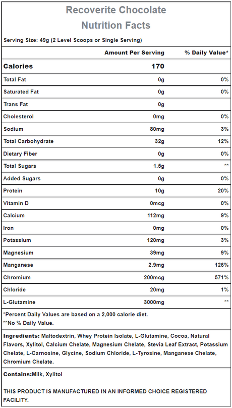 Hammer Nutrition | Recoverite 2.0 | Post-Workout Recovery Drink | 10 Gram Proteïne | Trail.nl