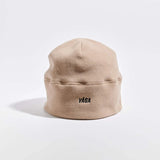 Våga Fleece Beanie in taupe – rechtop, zijaanzicht