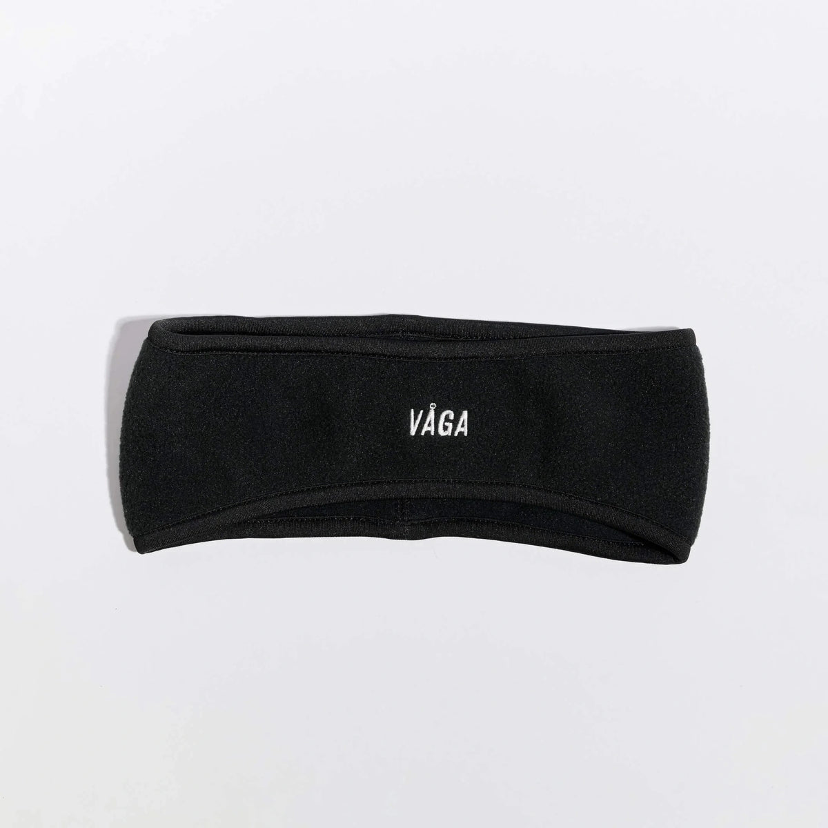 Våga Fleece Headband in Schwarz – flach liegend, Vorderansicht
