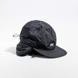 Vaga Padded Hiker Cap in black – front angle view with ear flaps down