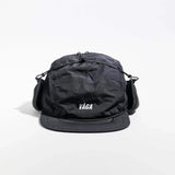 Vaga Padded Hiker Cap in black – front view with ear flaps fastened up